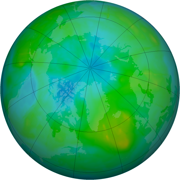 Arctic ozone map for 19 August 2009